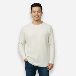 White Ribbed Full-Sleeve