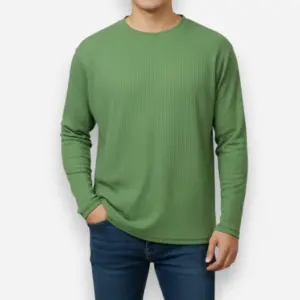Parrot Green Ribbed Full-Sleeve
