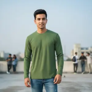 Parrot Green Ribbed Full-Sleeve