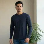 Navy blue Ribbed Full-Sleeve