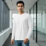 White Ribbed Full-Sleeve