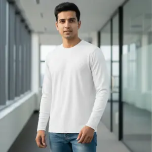 White Ribbed Full-Sleeve