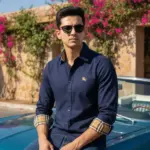 Navy Blue-Plaid Cuffs-K2T4
